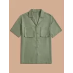 Casual Shirt Double Pocket Camp Collar Half Sleeves