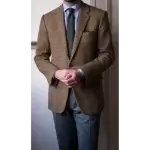 Blazer, Formal Brown Checked, Single Breasted