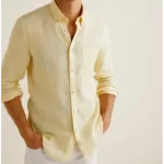 Lemon Premium Linen Shirt, Button Down Collar, Full Sleeves