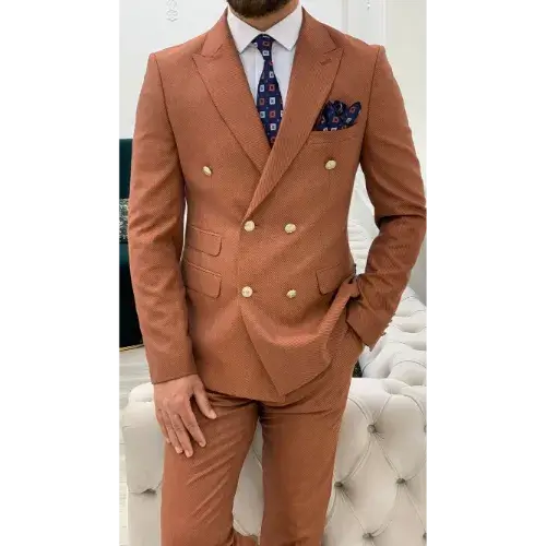 Pastol Suit, Orange, Double Breasted