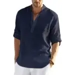 Solid Blue Linen Short Kurta