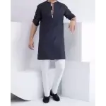 Solids Navy Blue, Contrast Placket, Kurta