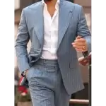 Striped Suit, Single Breasted, Peak Lapel, 2 Piece