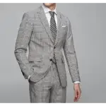Suit, Grey Checked, Notch Lapel, Single Breasted, 2 piece