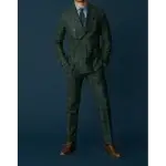 Suit,Dark Green Checked, Peal Lapel, Double Breasted