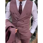 Vest, Double Breasted, 2X2 Buttons, Peak Lapel, Point Bottom