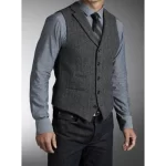 Vest, Single Breasted, Ticket welt pocket, Notch lapel, 5 Buttons with Point Bottom