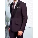 Wedding Suit, Satin Peak Lapel, slant Pocket, 3 Piece