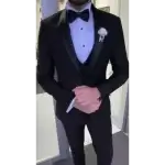 Wedding Suit, Satin Shawl Lapel, 3 Piece