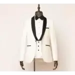 Wedding Suit, Satin Shawl Lapel, Satin Piped Pockets 3 piece